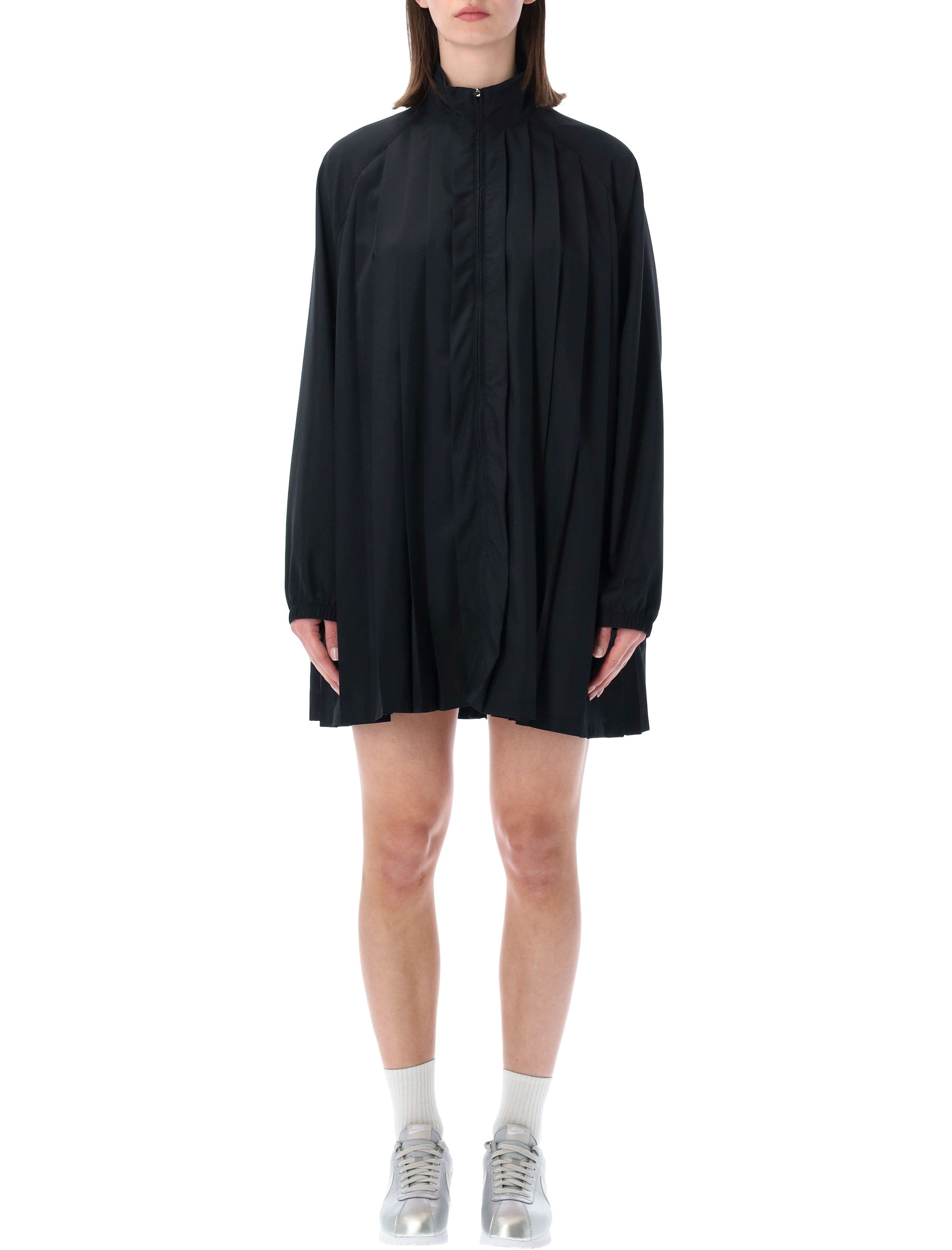 Oversized Pleated Technical Mini Dress