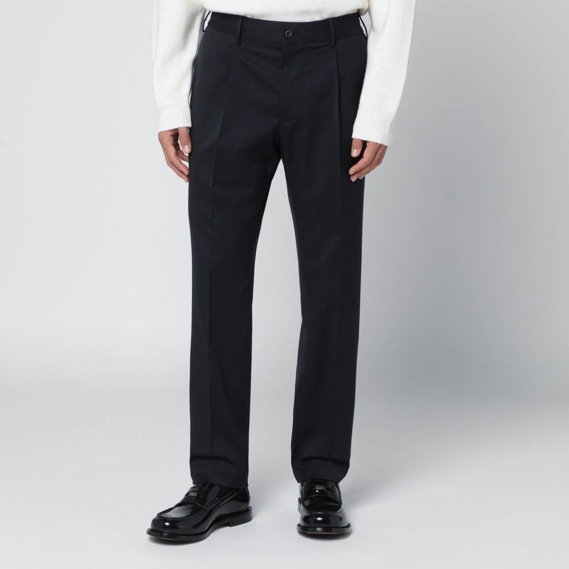 Blue Wool Blend Trousers
