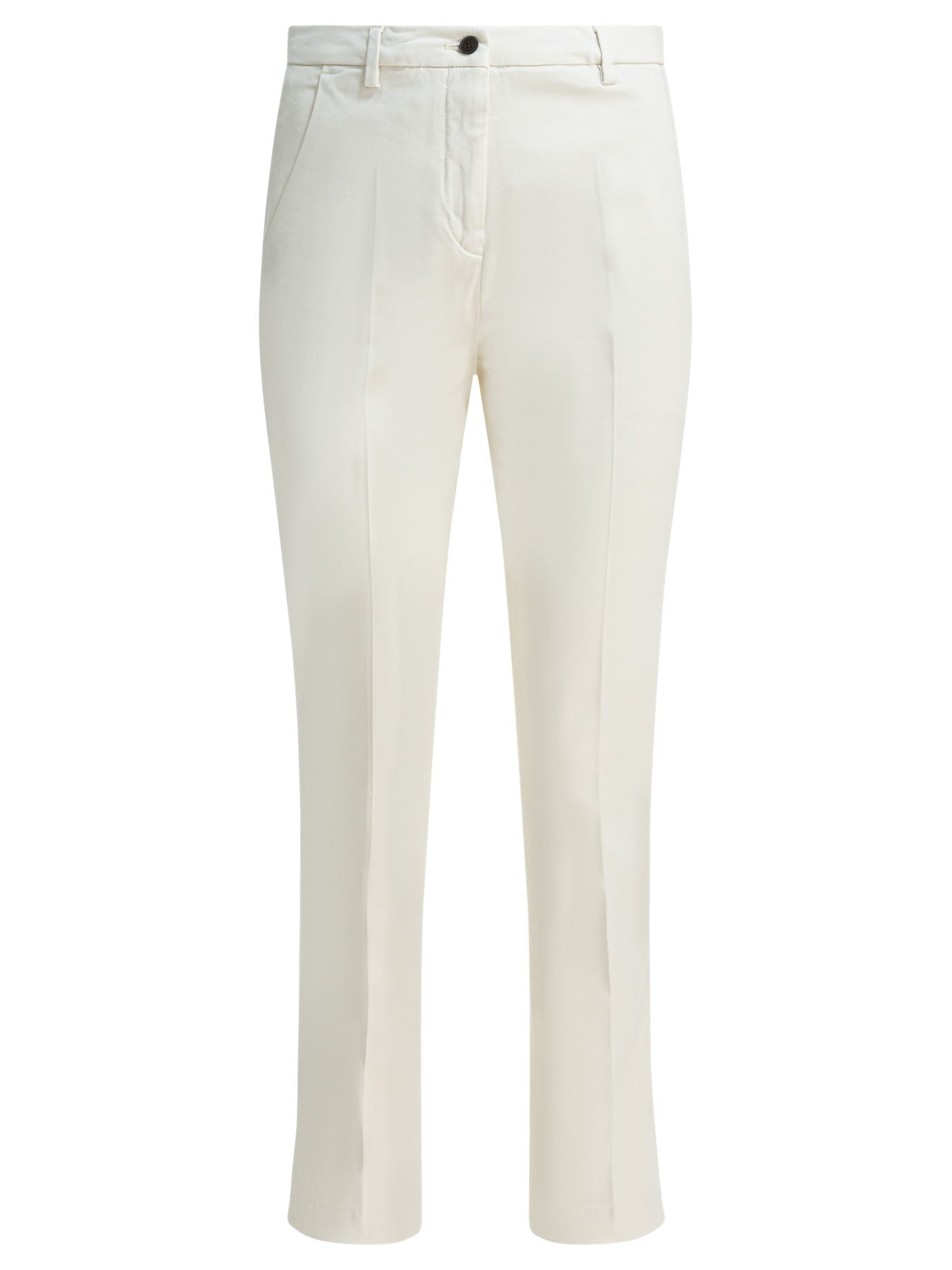 Beige Cotton Modal Trousers