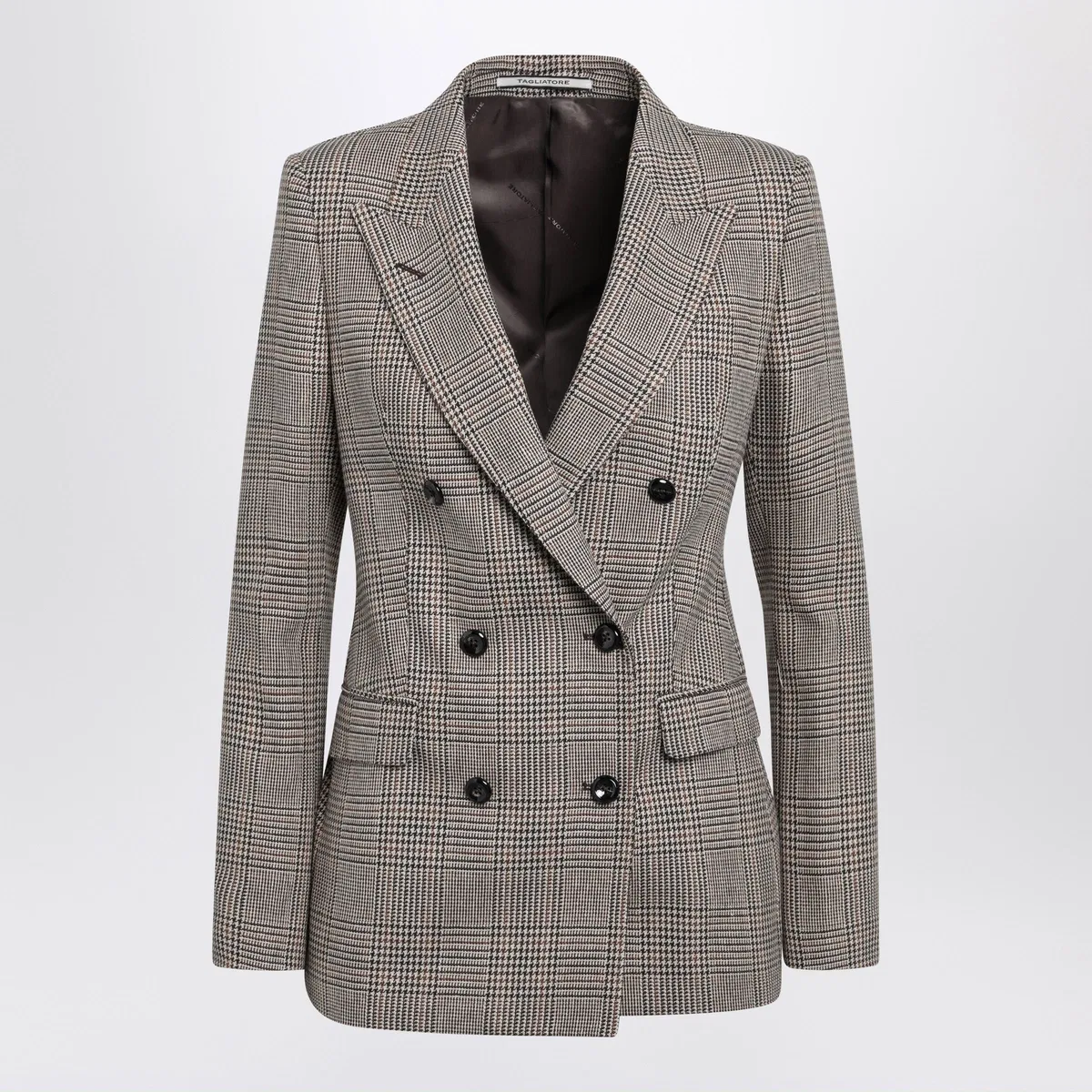 Double-Breasted Brown Prince Of Wales Jacket