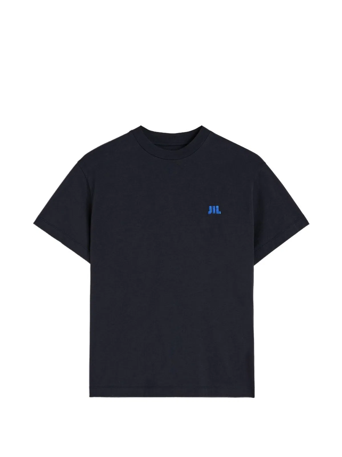 Jil Sander Cotton T-shirt With Contrasting Embroidered Front Logo In Blue