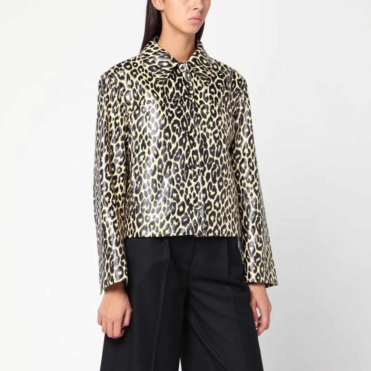 Leopard Print Jacket In Coated Fabric