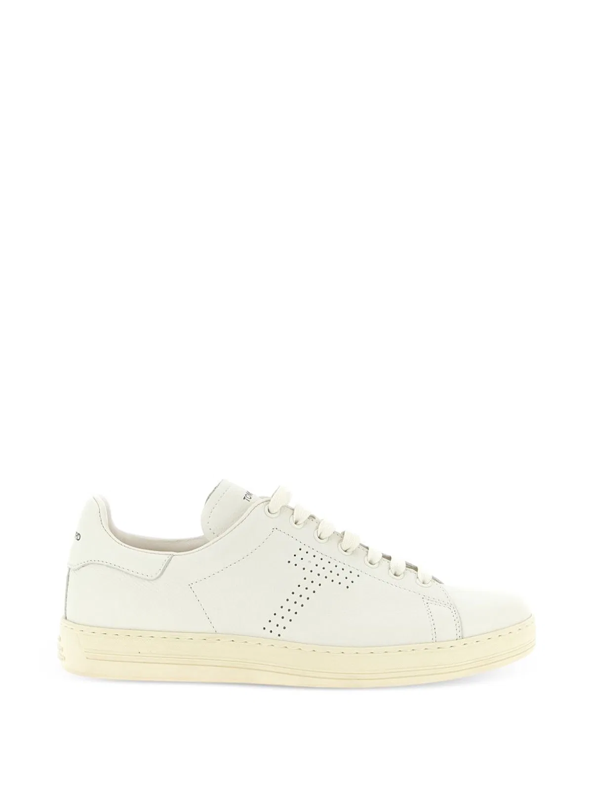Tom Ford Perforated-logo Leather Sneakers In White