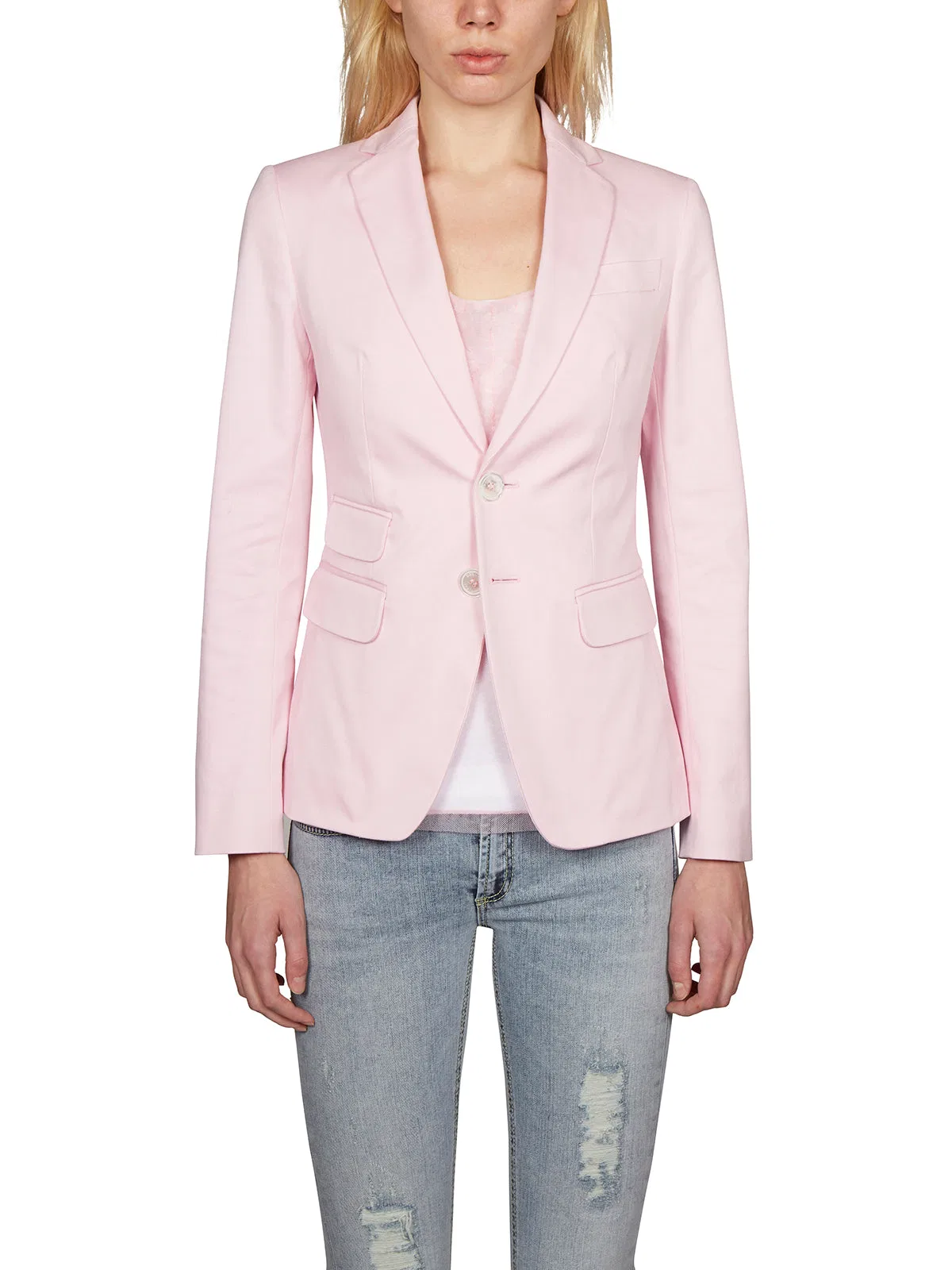 Two Buttons Stretch Cotton Jacket