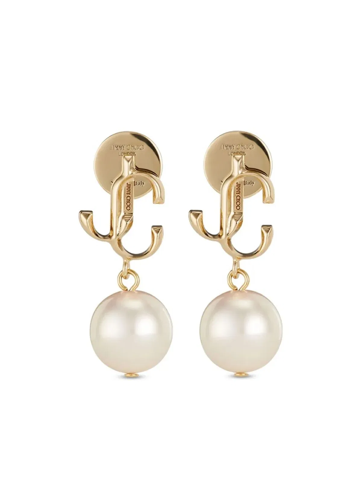 Gold-Finish Metal Jc Pearl Stud Earrings