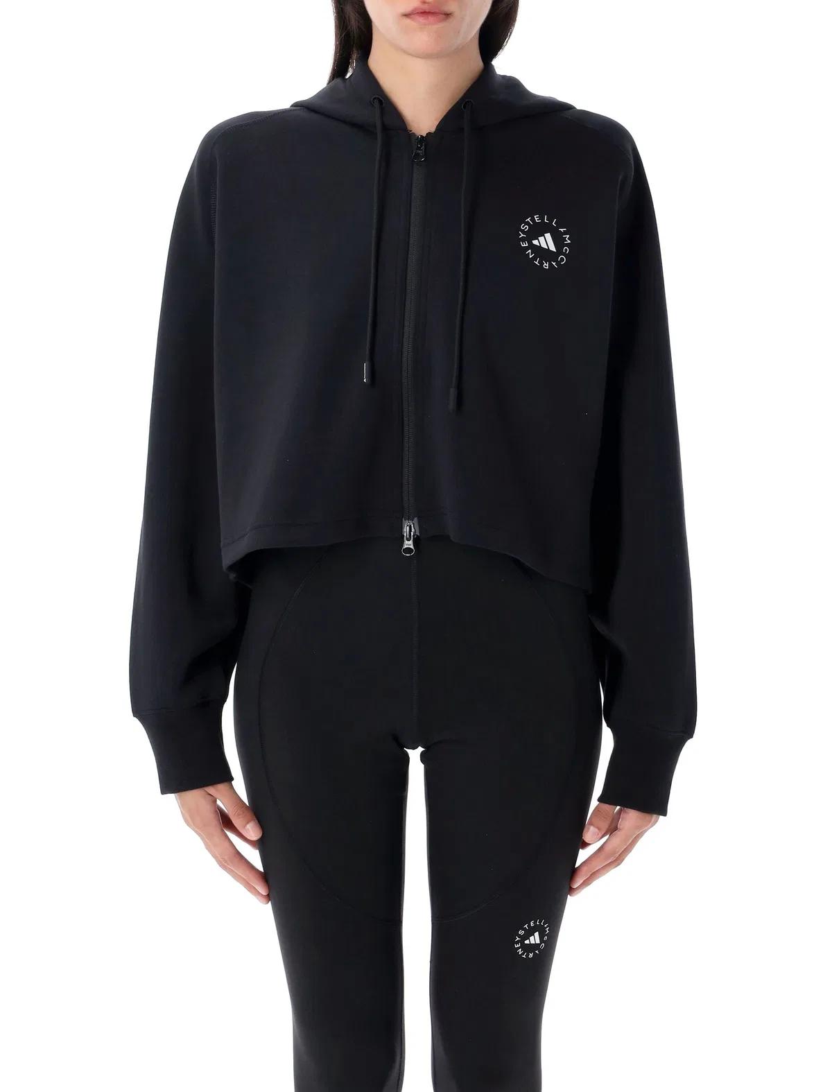 Adidas By Stella Mccartney Adidas By Stella Mccartney Black Cropped Zip-Up Hoodie