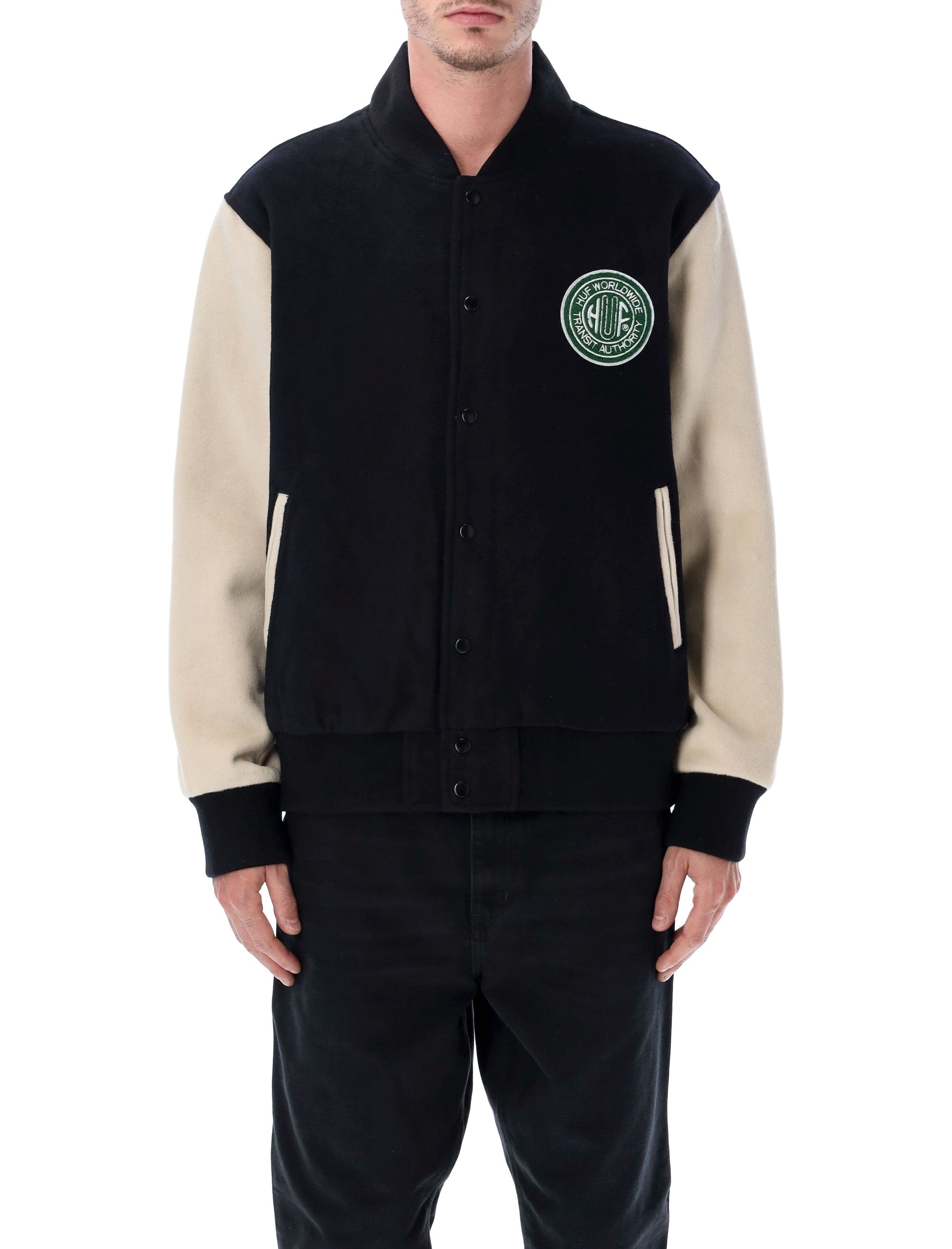 Global Transit Black Wool Varsity Jacket