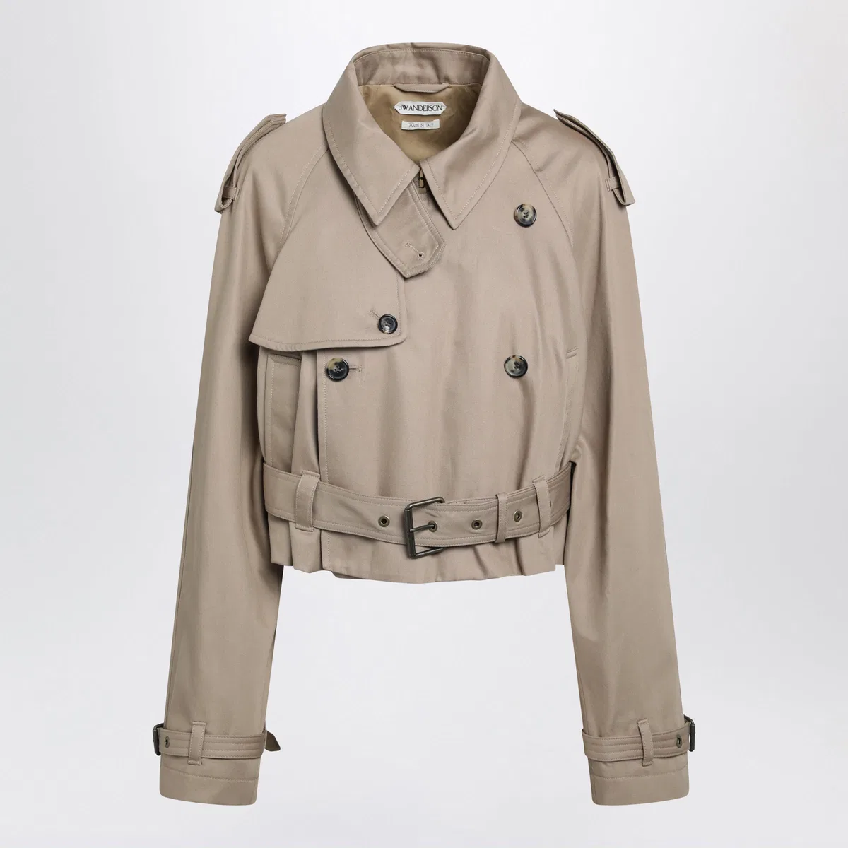 Jw Anderson Short Beige Cotton Trench Coat