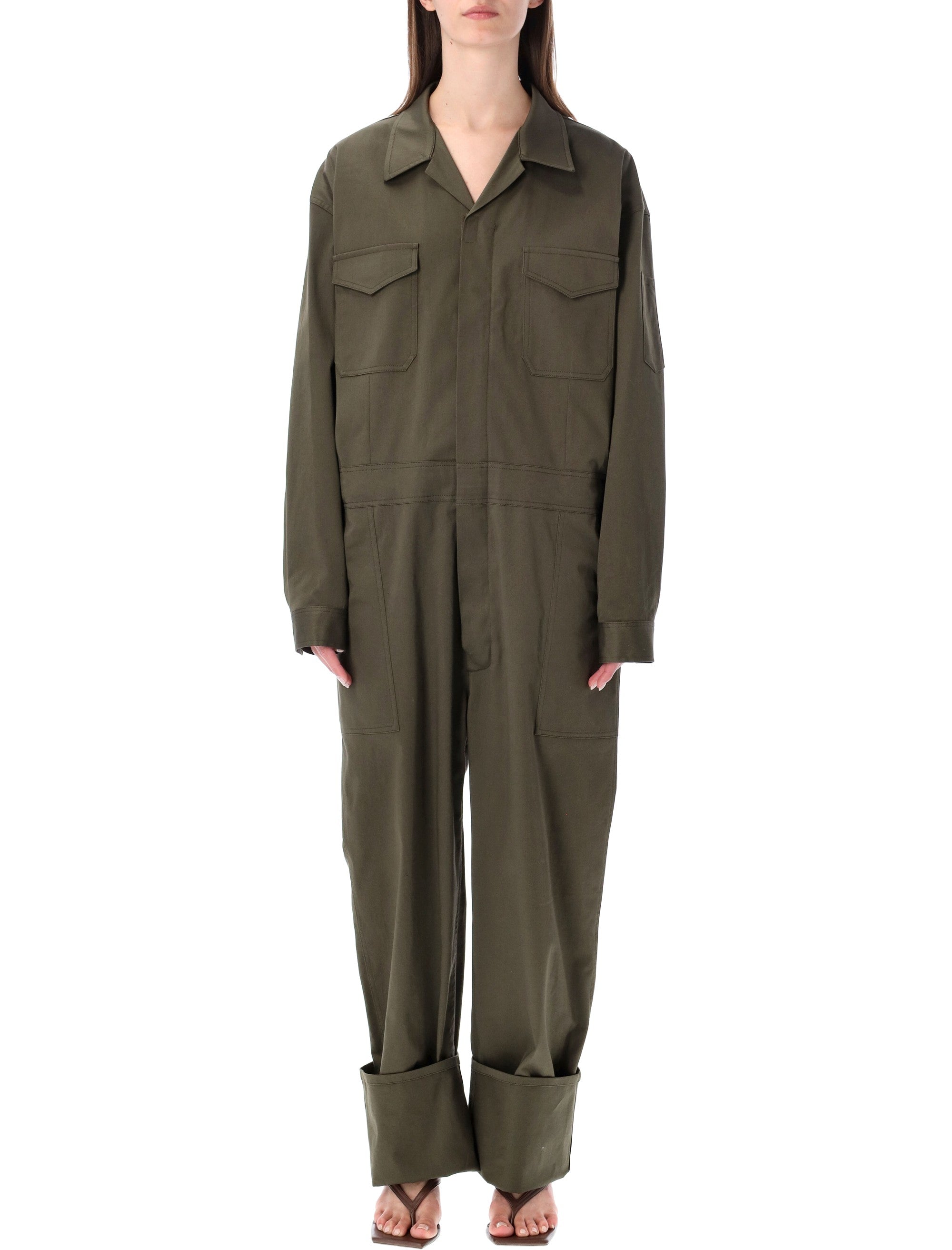 Ardea Cotton Utility Jumpsuit Dark Olive
