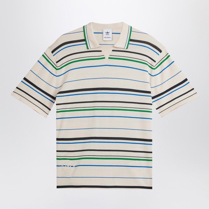 White Striped Polo Shirt In Cotton Blend