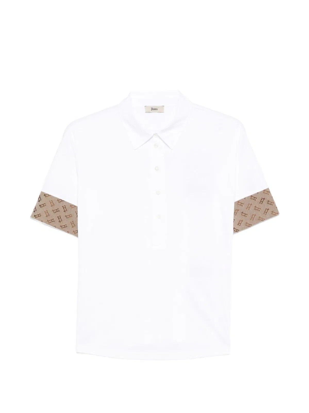 White Patterned Cuffs Polo Shirt