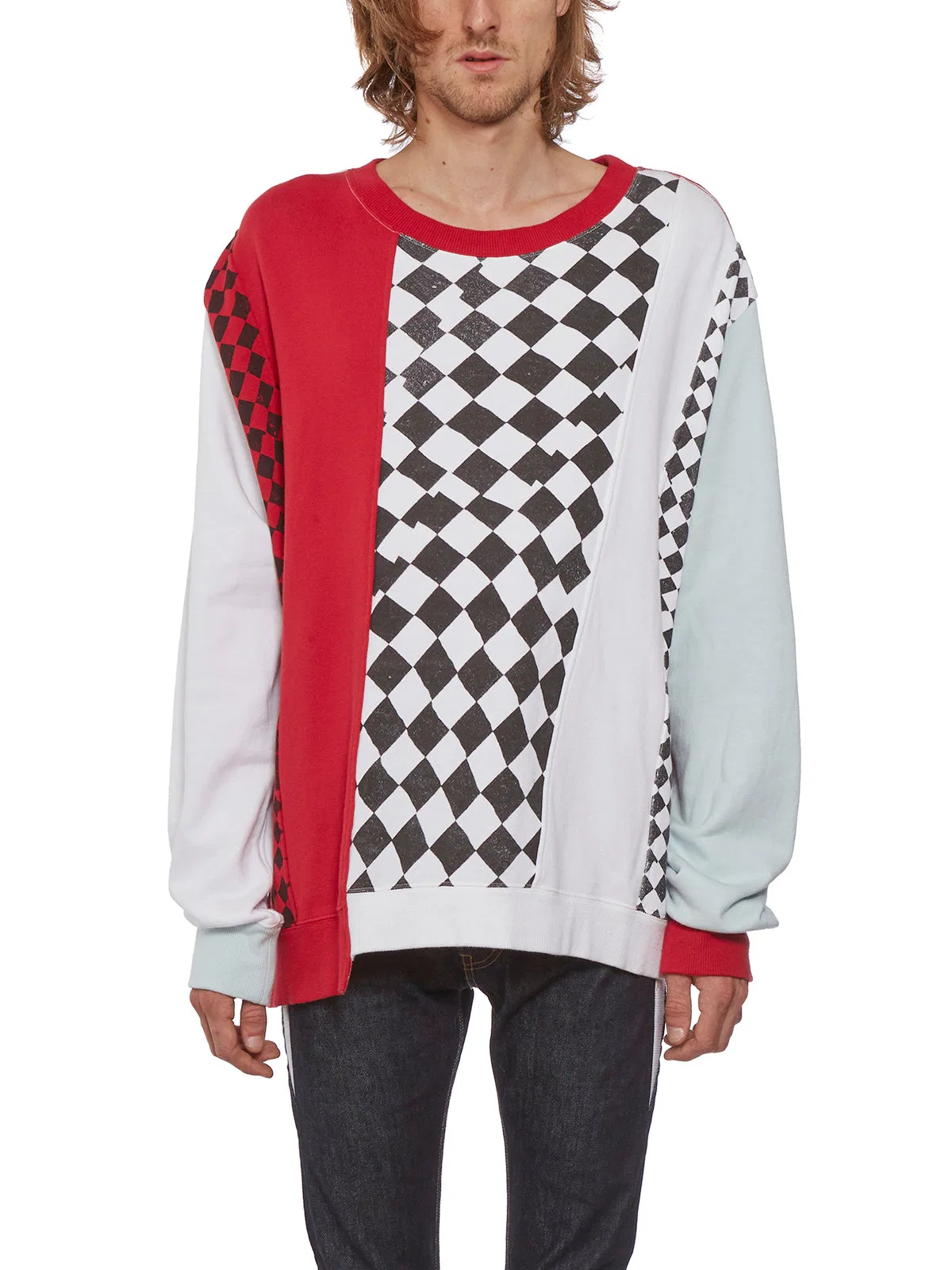 Checkered Crew-Neck Sweatshirt