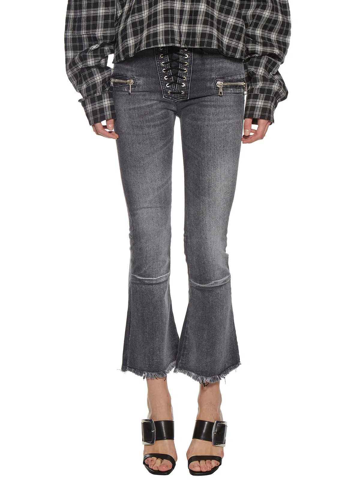 Flared Jeans Lace Raw Cut