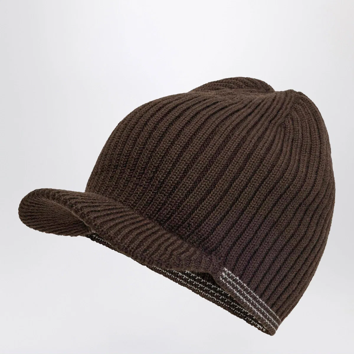 Coffee-Colored Wool Visor Cap