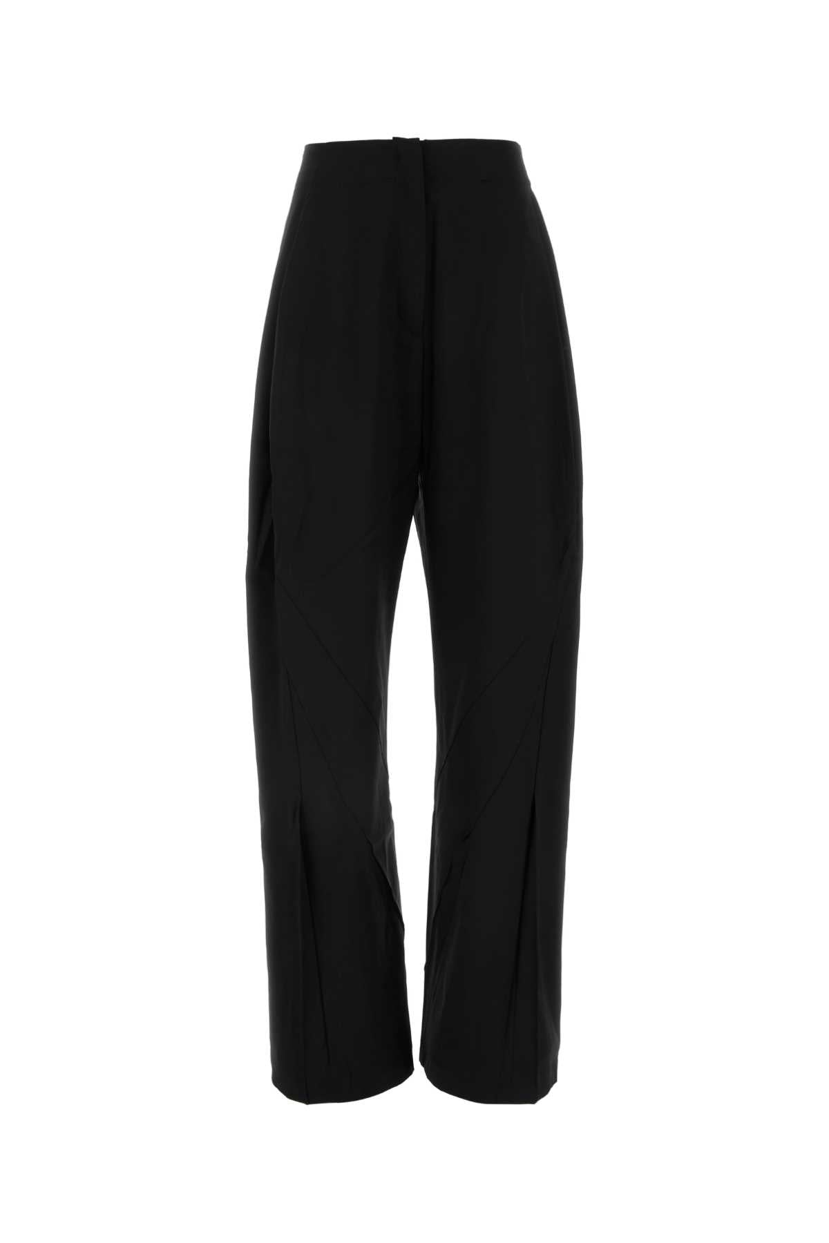 Black Stretch Wool Venari Wide-Leg Pant