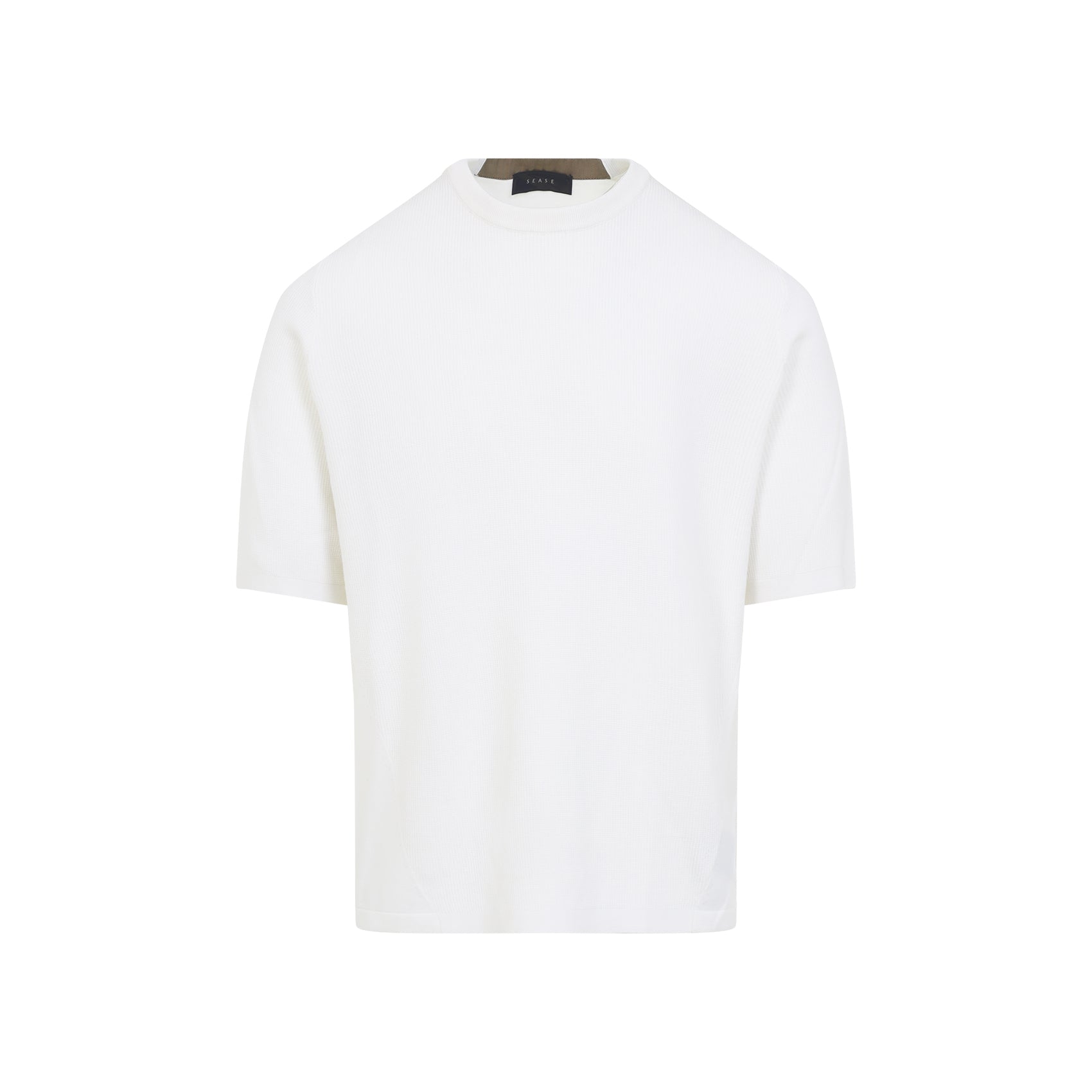 White Easy Care Waffle Virgin Wool T-Shirt