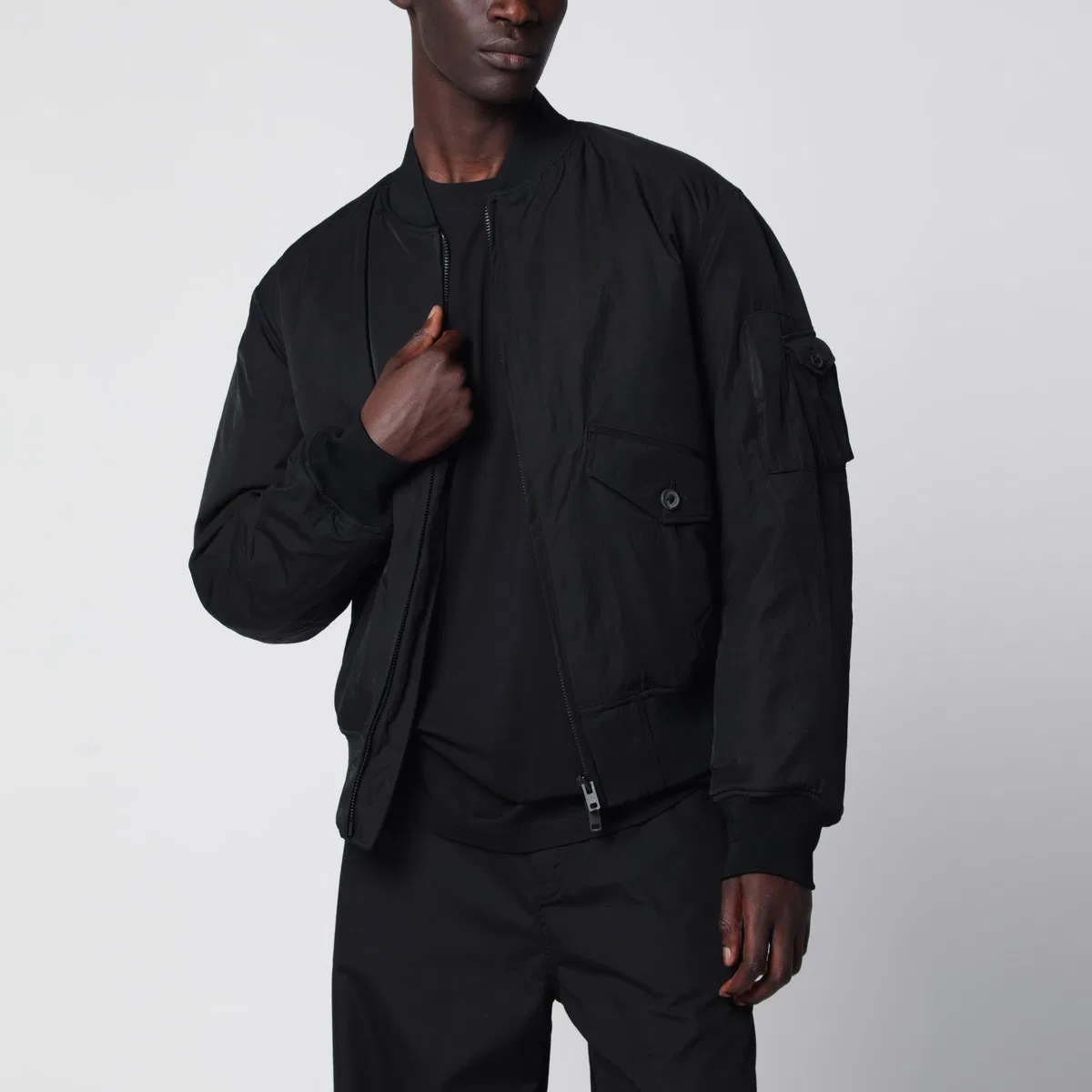 Y-3 Bomber Jacket In Black Nylon