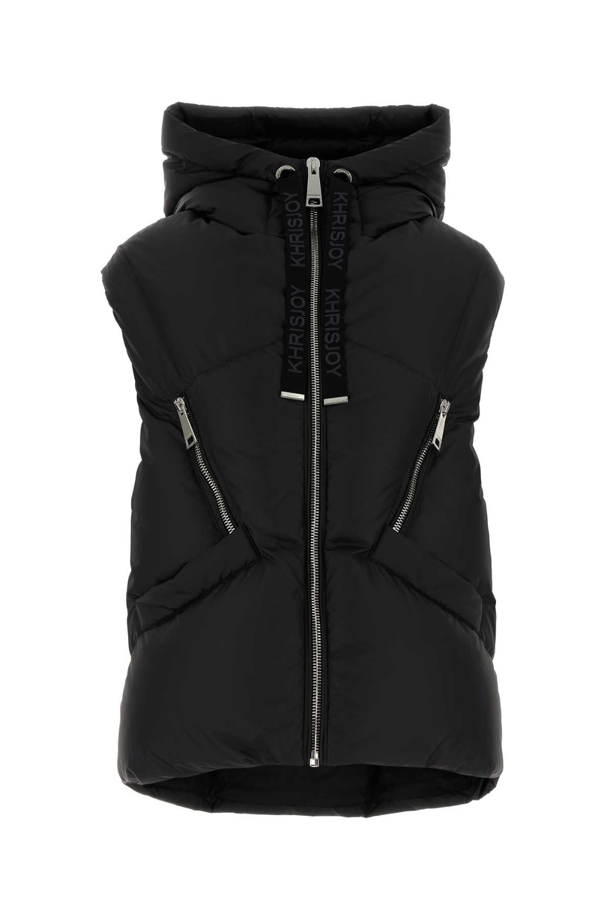 Black Polyester Blend Down Jacket