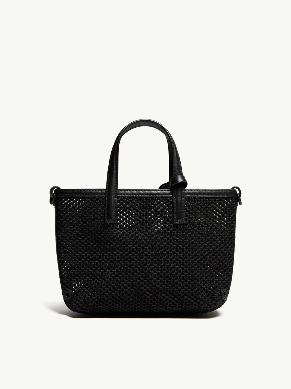Moncler Mini Mesh And Leather Handbag With Adjustable Strap In Black