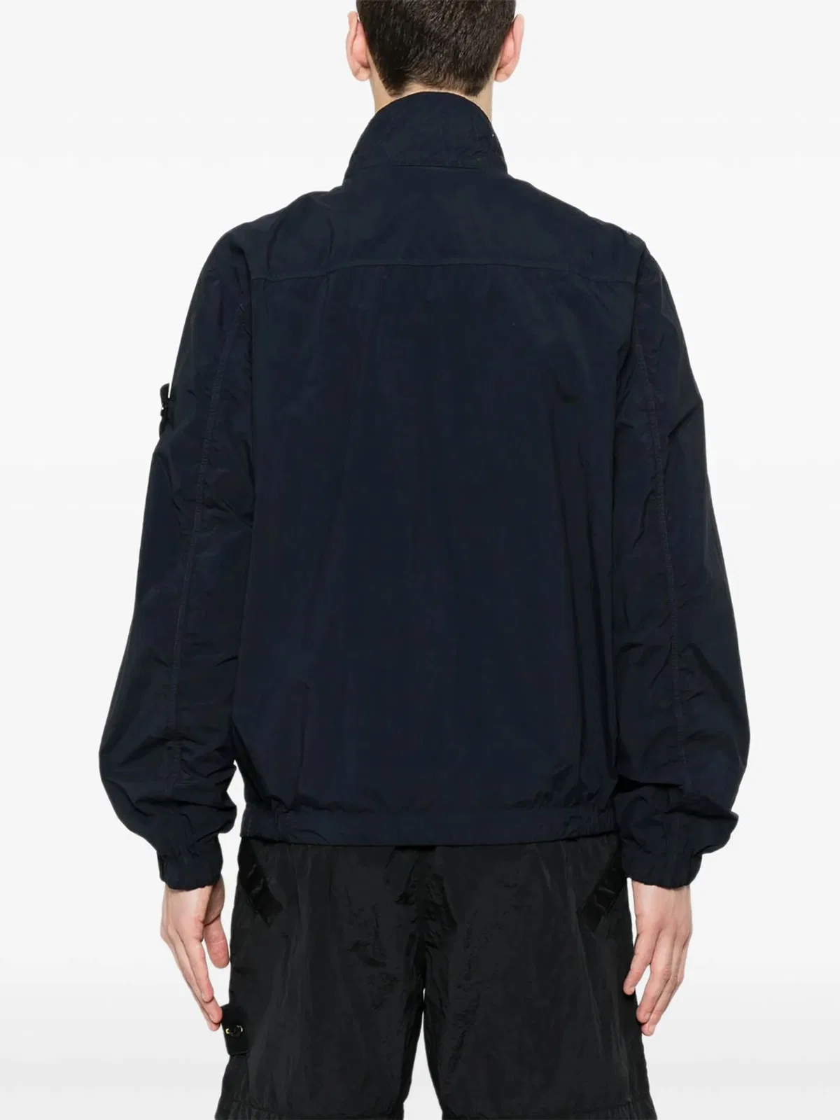 Stone Island Navy Blue Polyamide Jacket In Black
