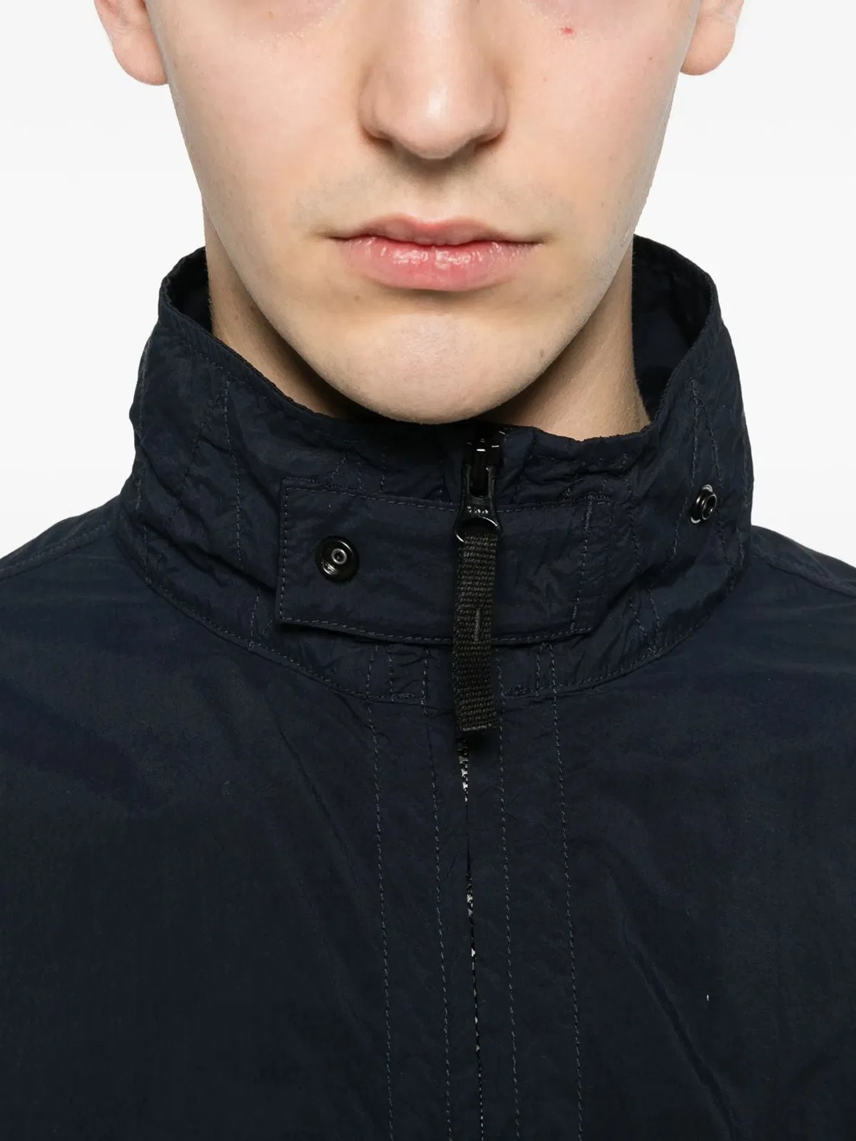 Stone Island Navy Blue Polyamide Jacket In Blue