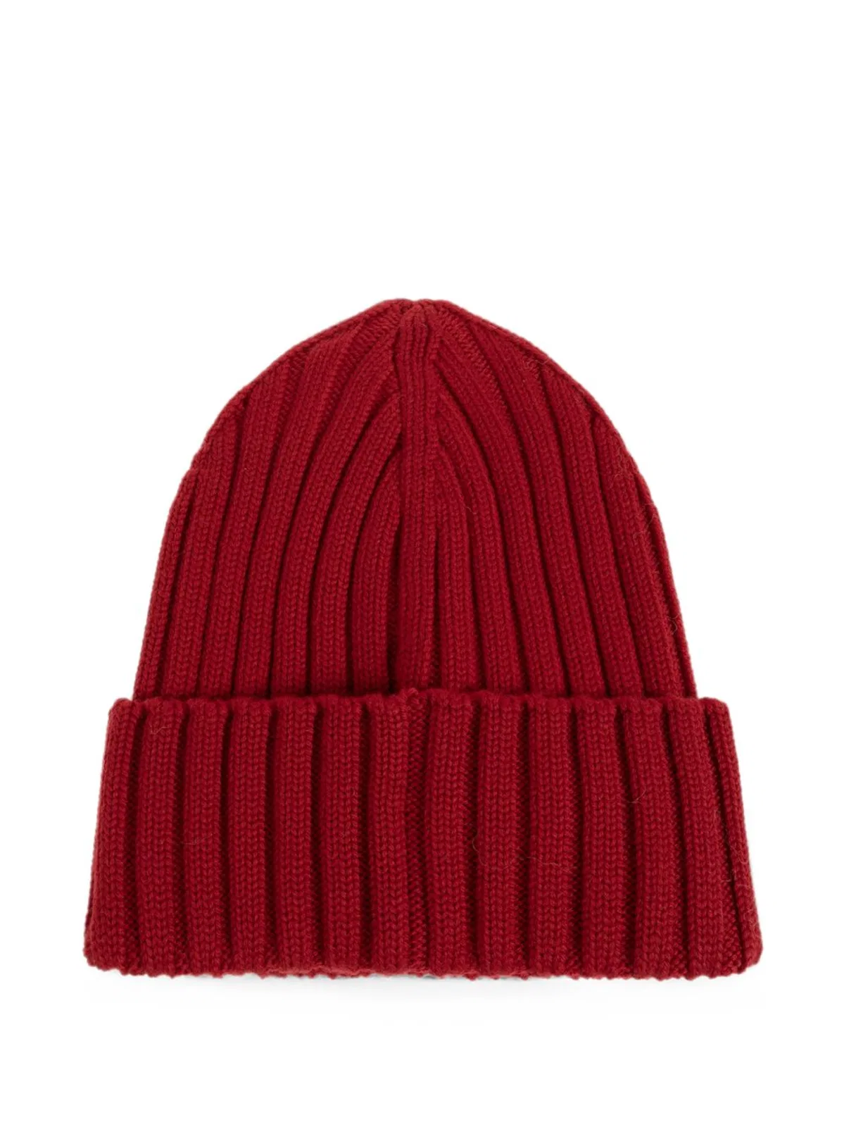 Moncler Cable-knit Wool Beanie With Logo In Burgundy In Burgundy