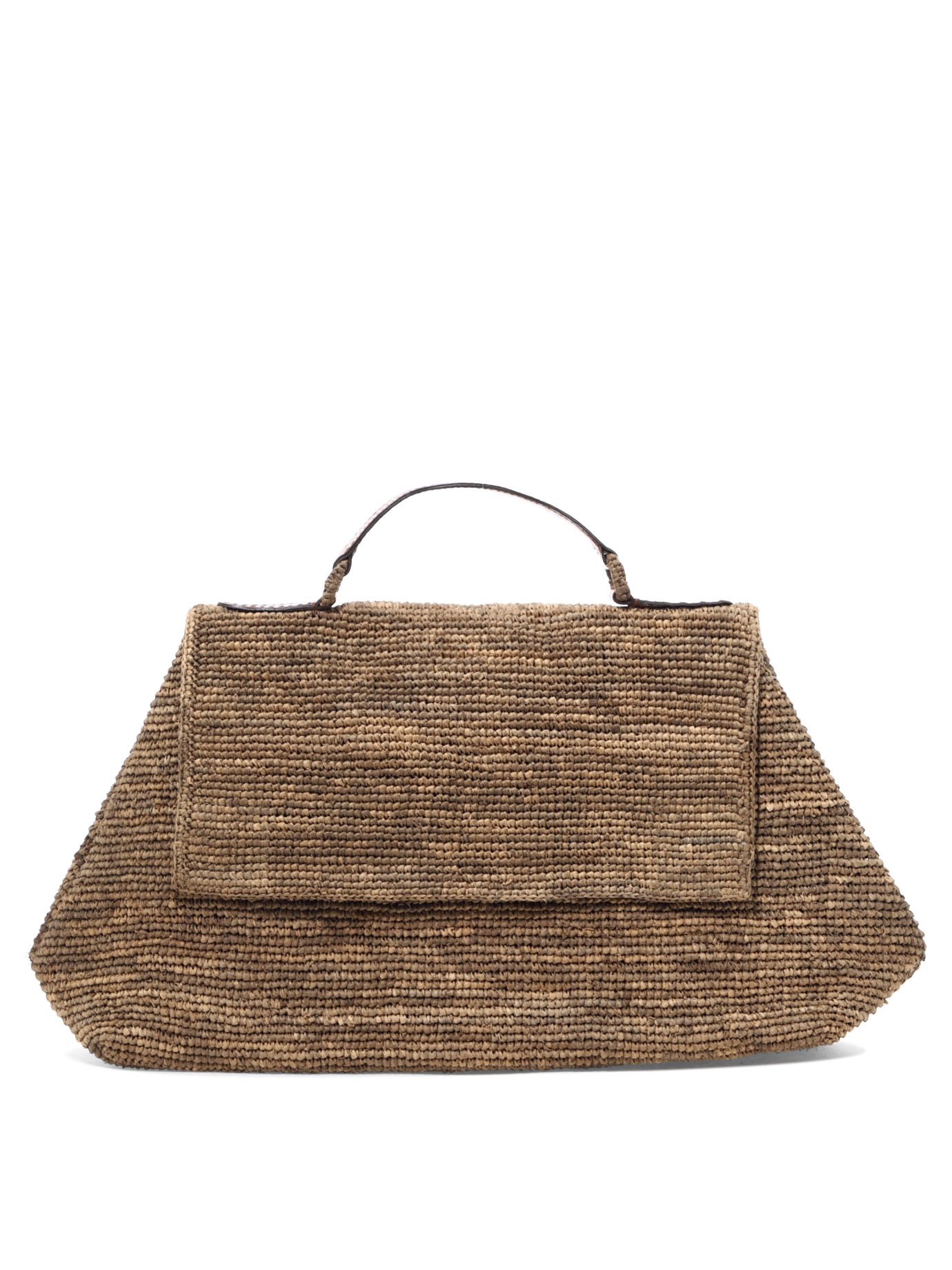 Brown Raffia Leather Handbag