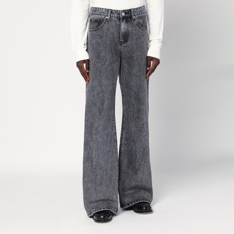 Wide-Leg Black Washed Jeans