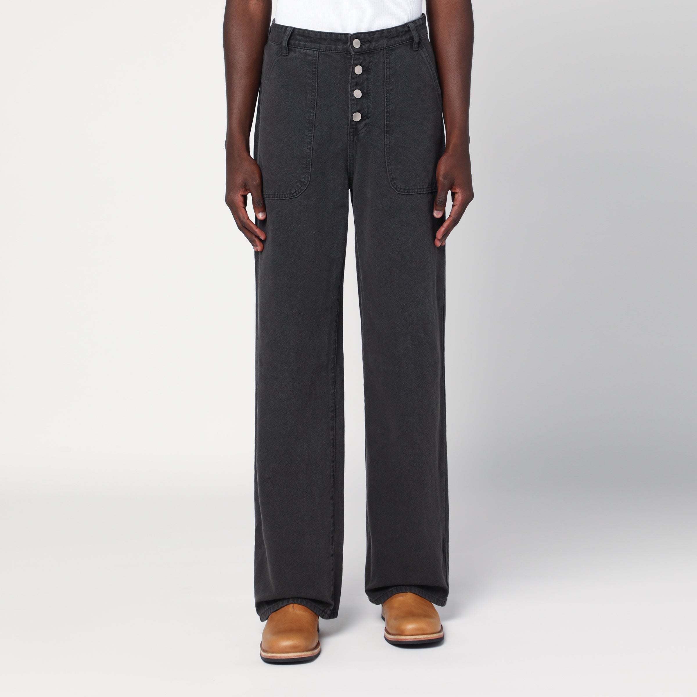 Faded Black Jeans With Buttons