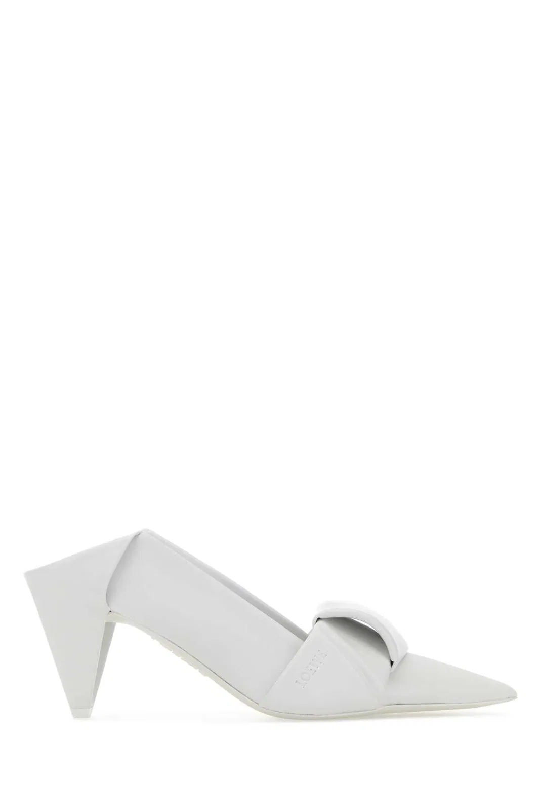 Loewe White Leather Origami Mules