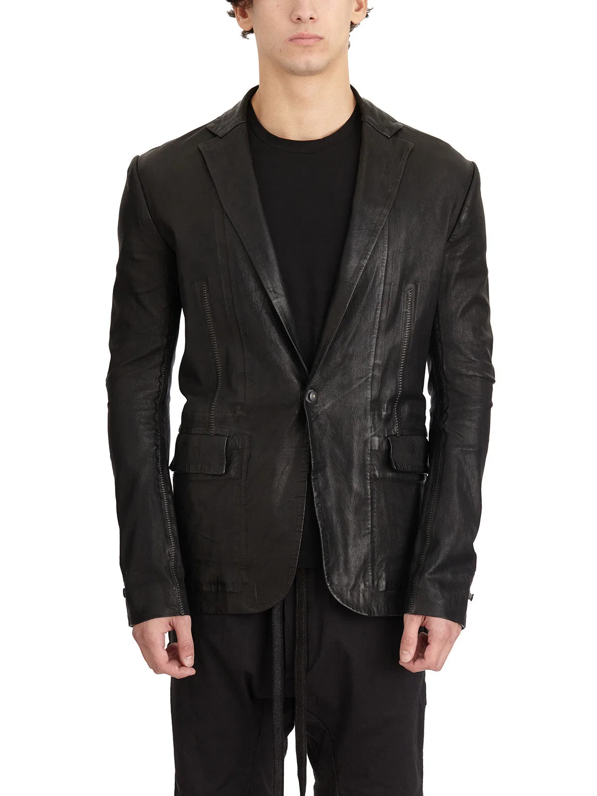 1 Button Leather Blazer