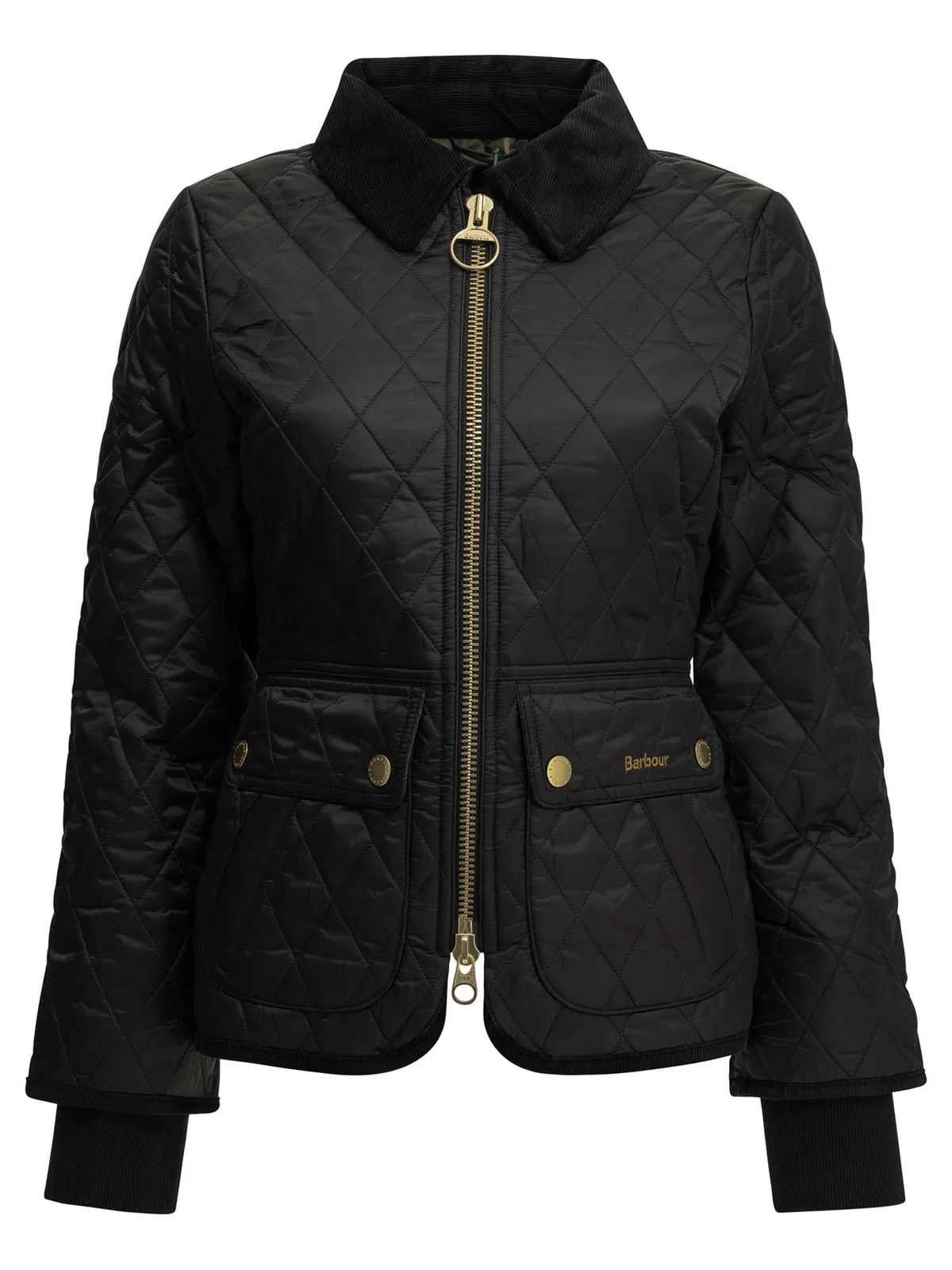 Barbour Diamond-quilted Zip-front Coat In Blue