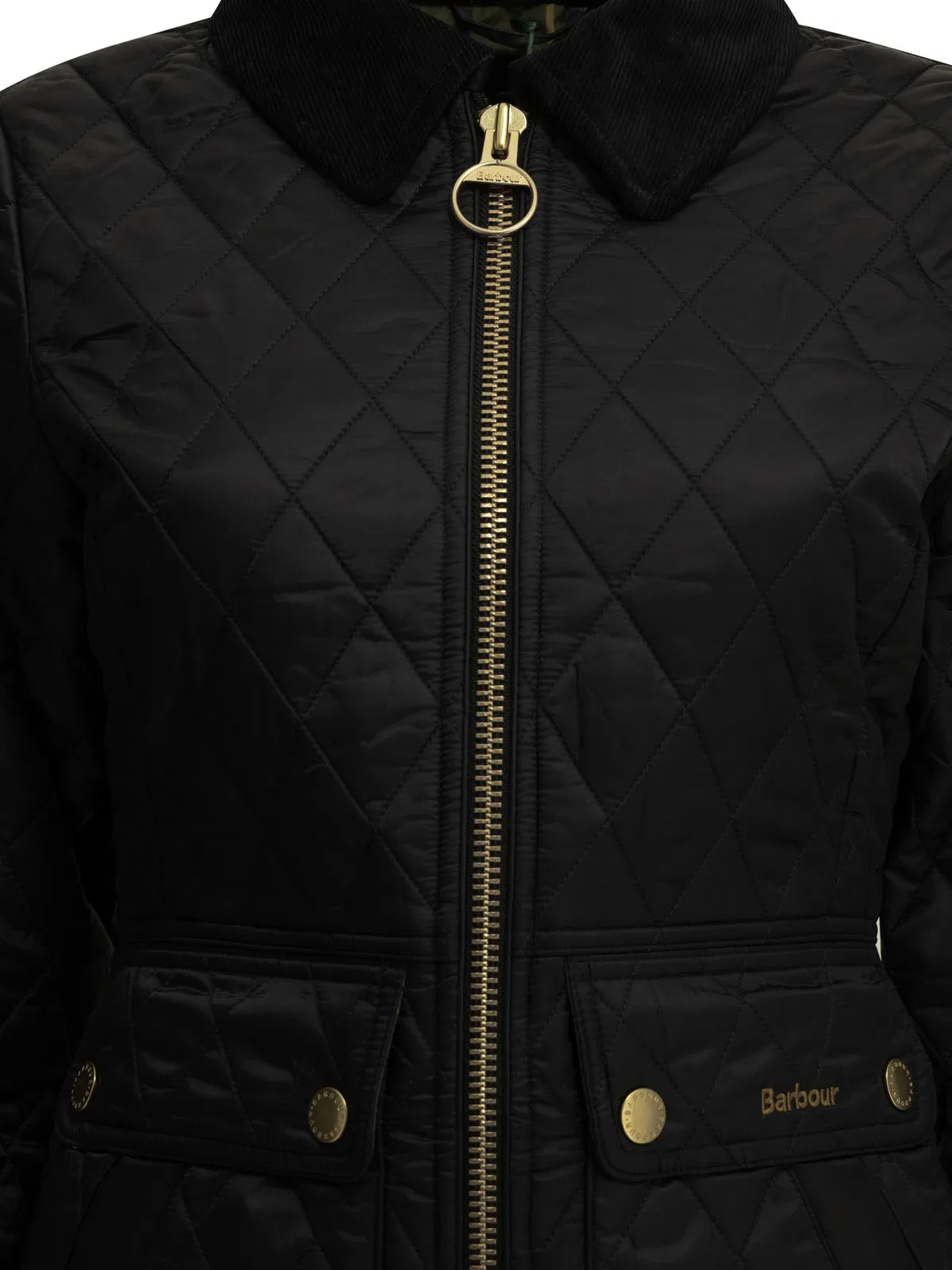 Barbour Diamond-quilted Zip-front Coat In Blue