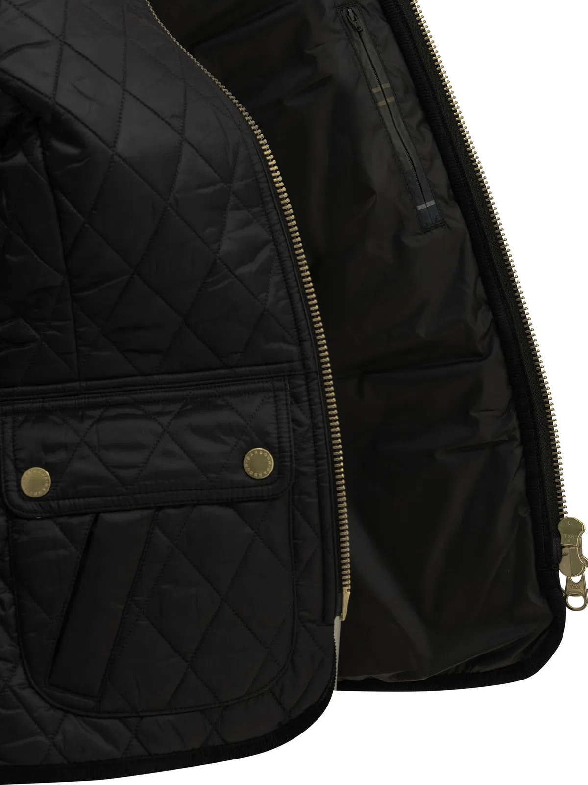 Barbour Diamond-quilted Zip-front Coat In Blue