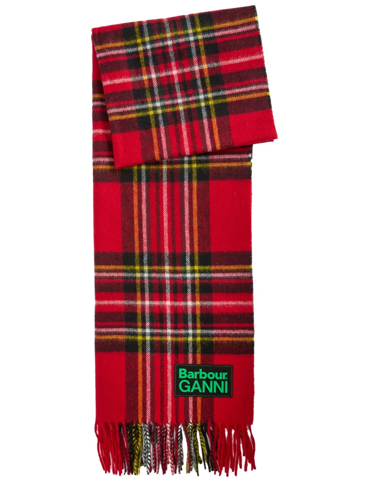 Barbour Red Check Pattern Wool Scarf