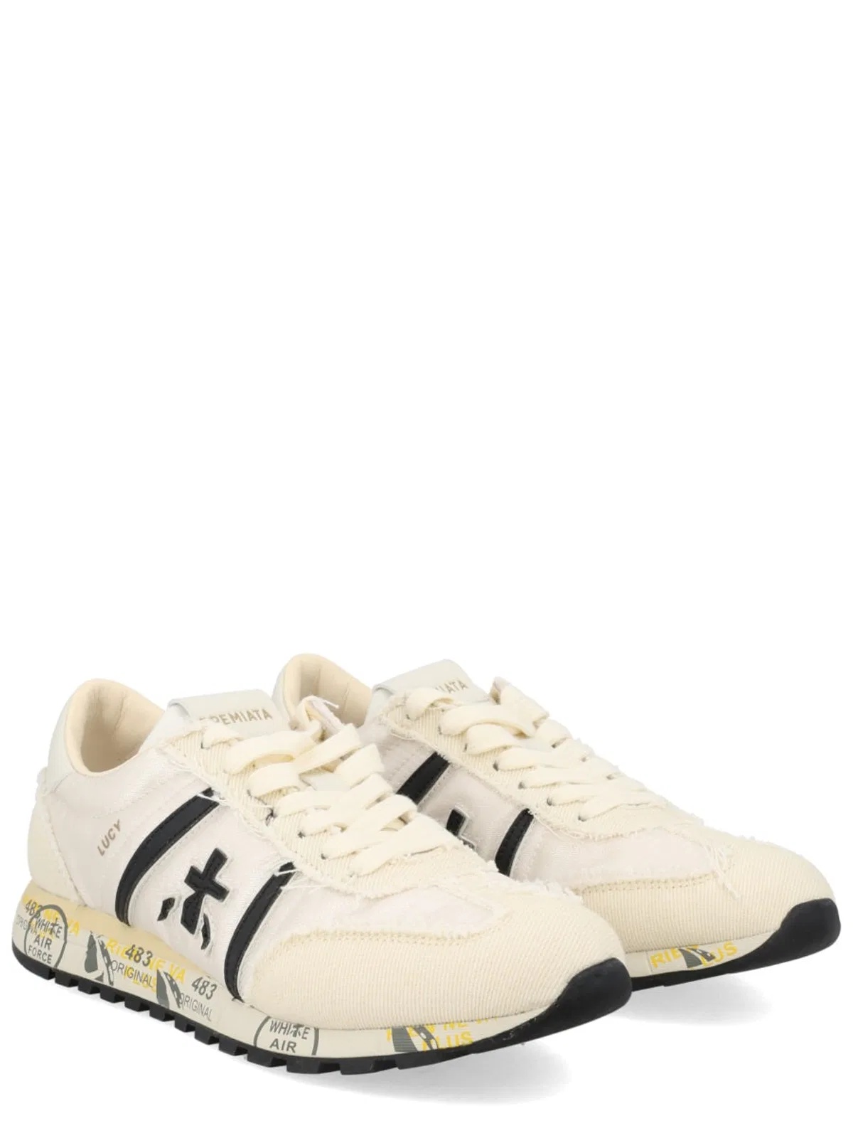 Premiata White Leather Sneaker In Multi