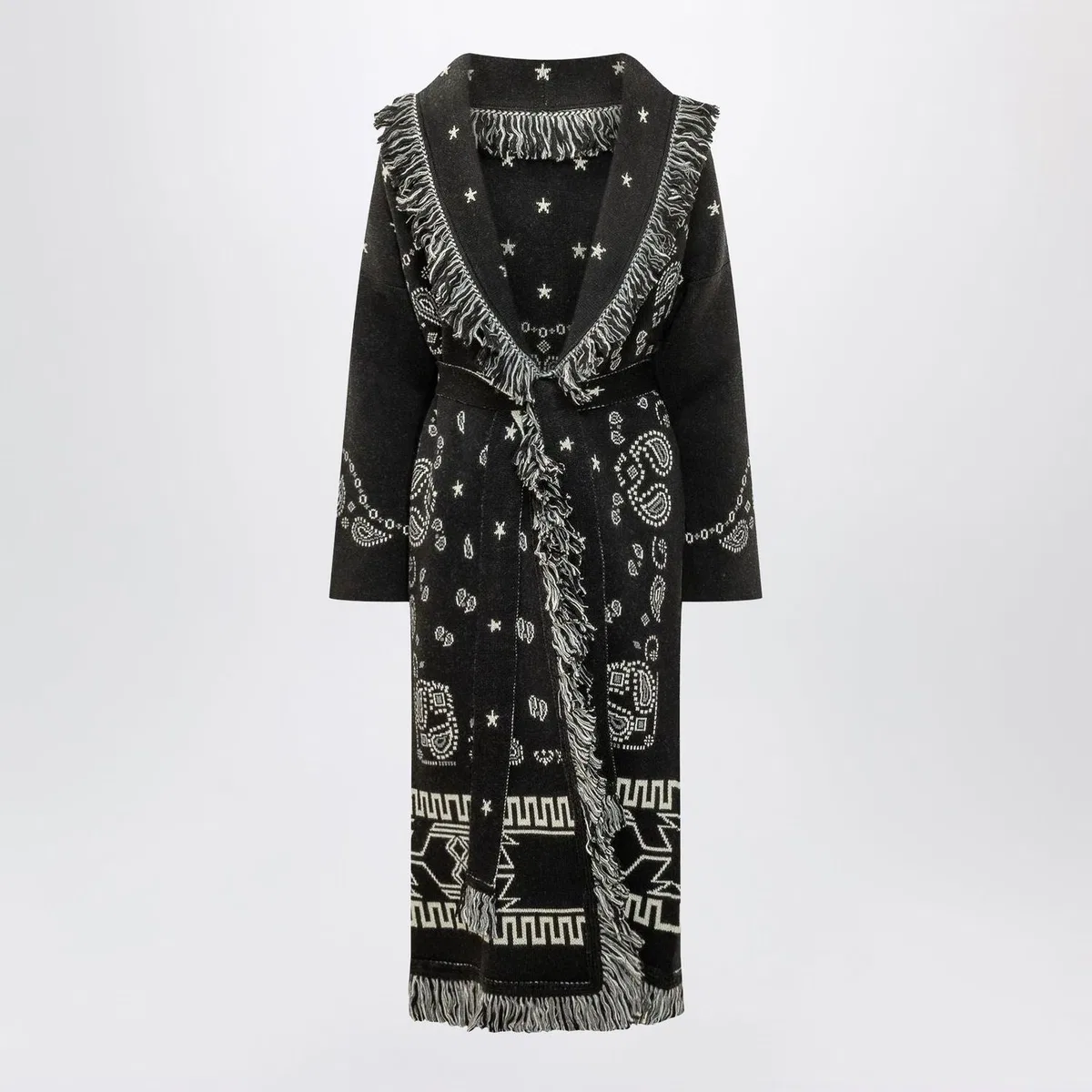 Black Long Bandana Jacquard Cardigan