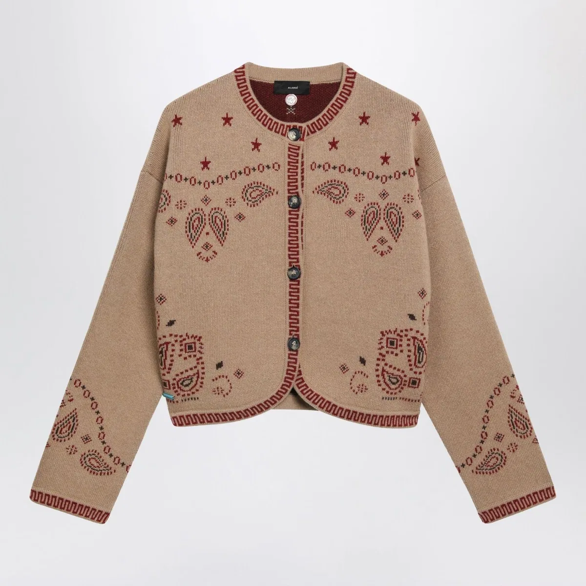 Multicoloured Beige Wool Jacquard Bandana Jacket