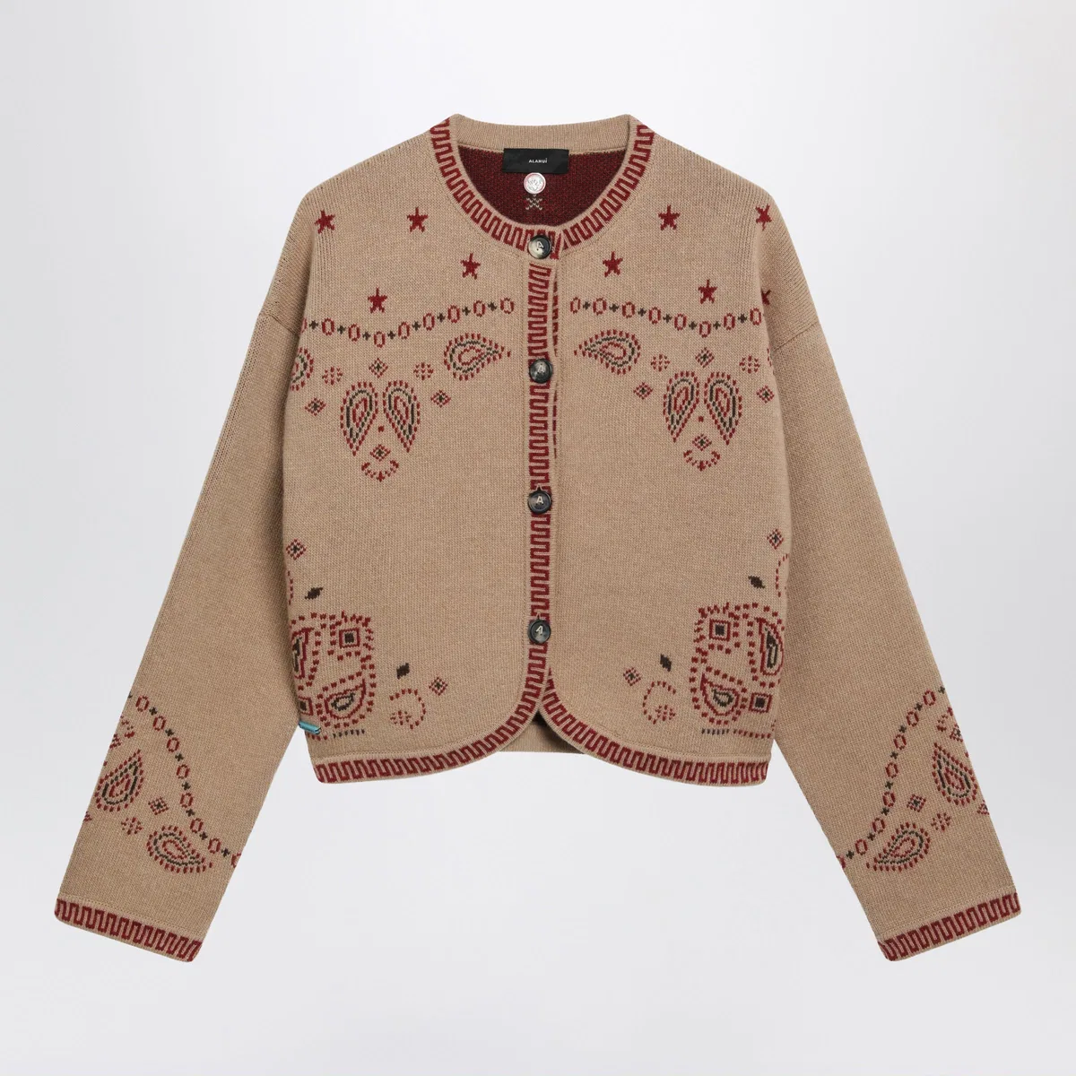 Multicoloured Beige Wool Jacquard Bandana Jacket