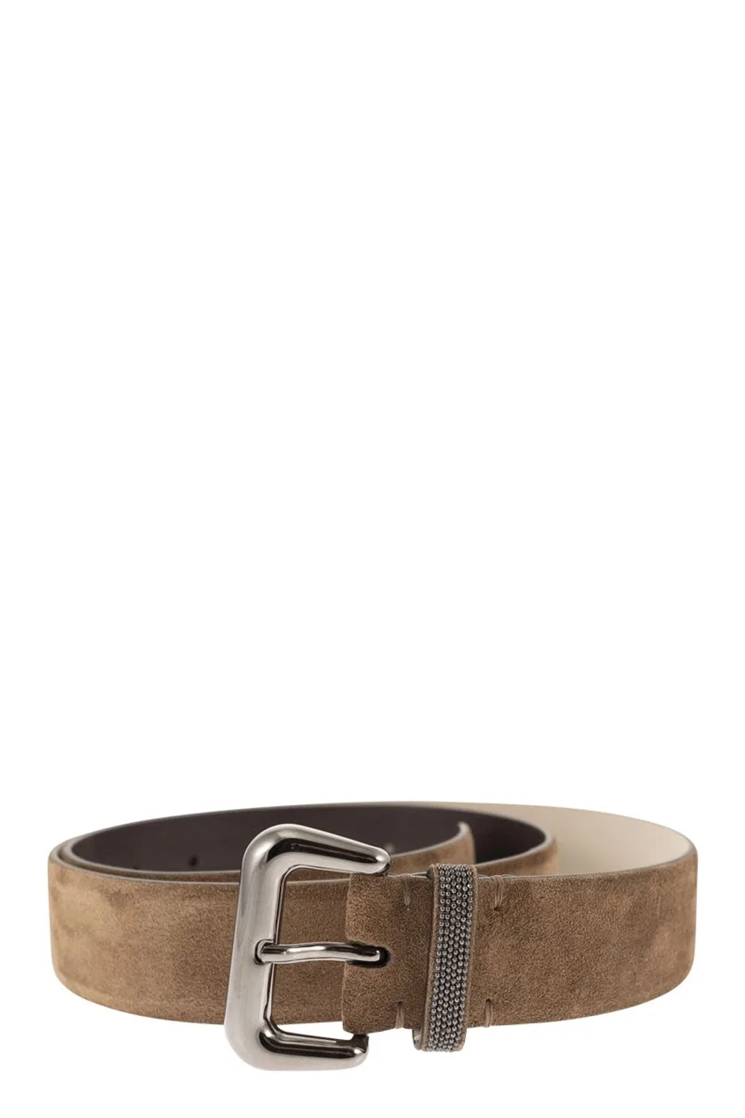 Suede Leather Belt With Jewelled Keeper