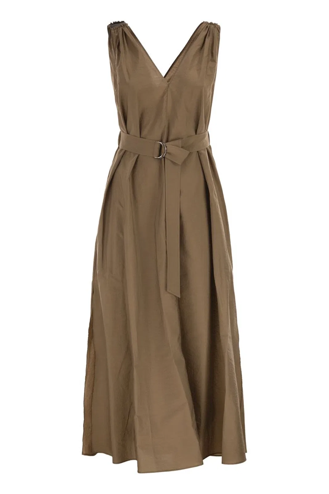 Brunello Cucinelli Duna Brown Cotton Dress