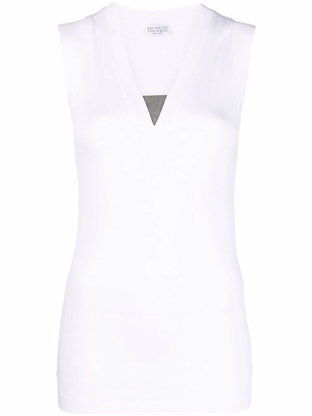 Brunello Cucinelli Stretch Cotton Jersey Tank Top With Precious Faux-Layering