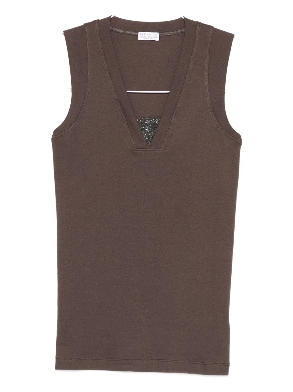 Brunello Cucinelli Stretch Cotton Jersey Tank Top With Precious Faux-Layering