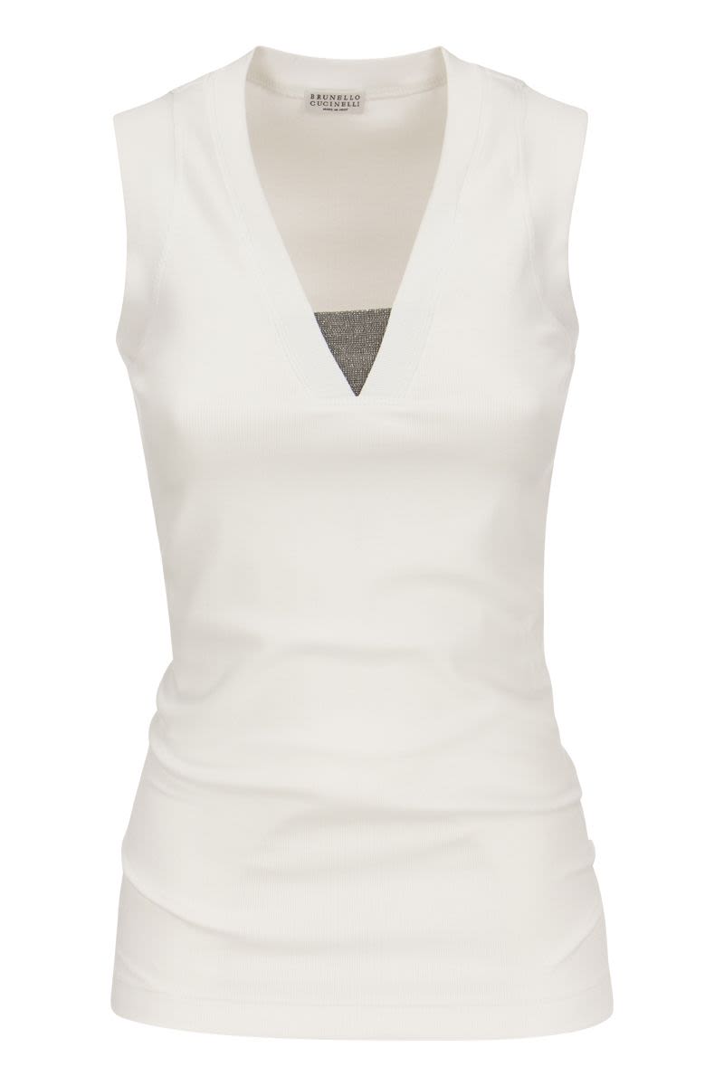 Stretch Cotton Rib Jersey Top With "Precious Insert"