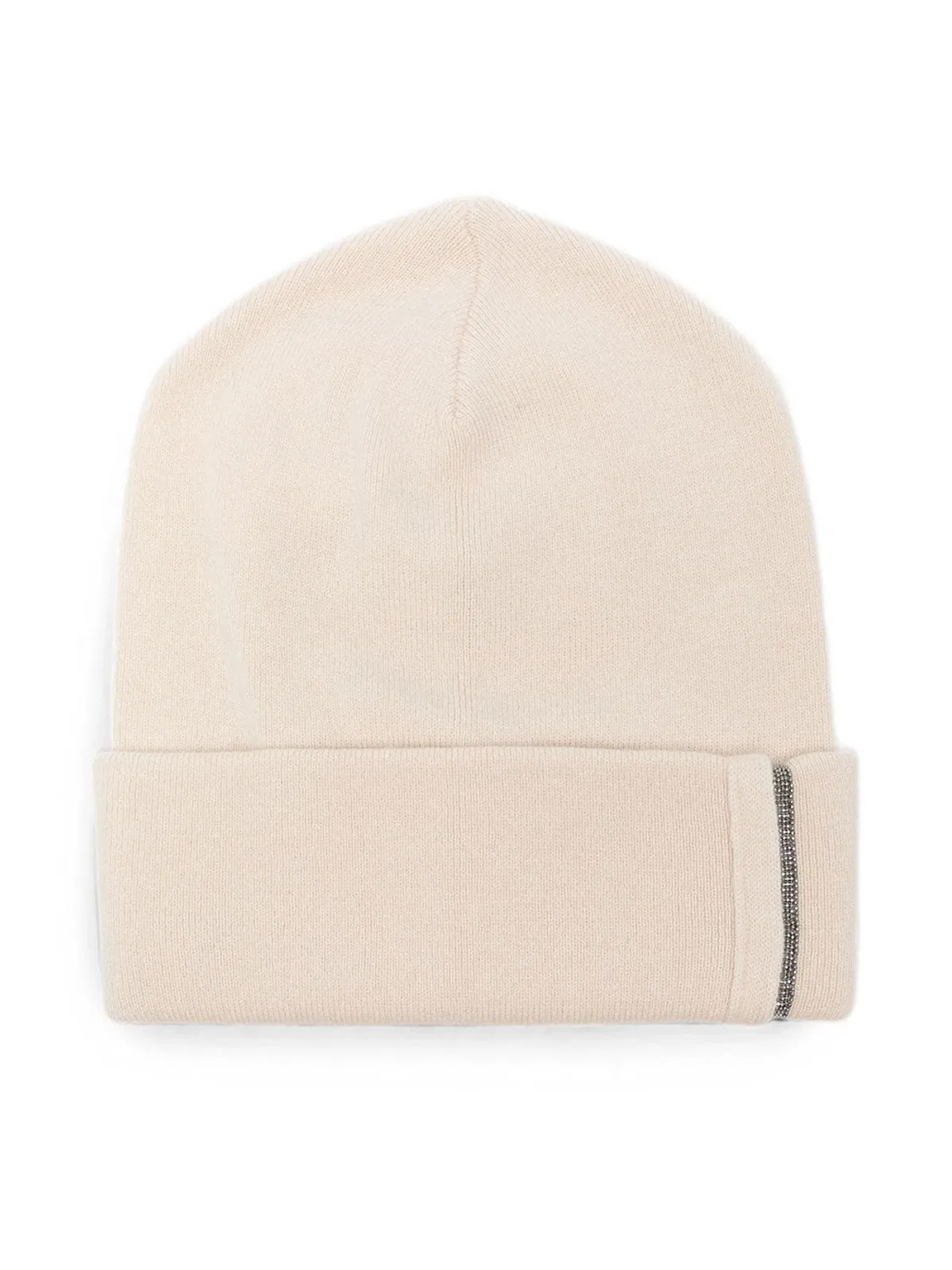 Ribbed Cashmere Knit Beanie With Monili Detail