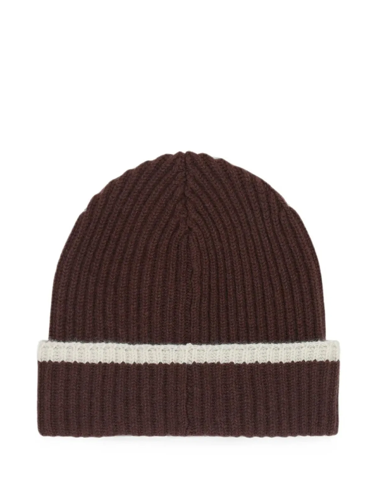 Contrasting-Stripe Ribbed Beanie