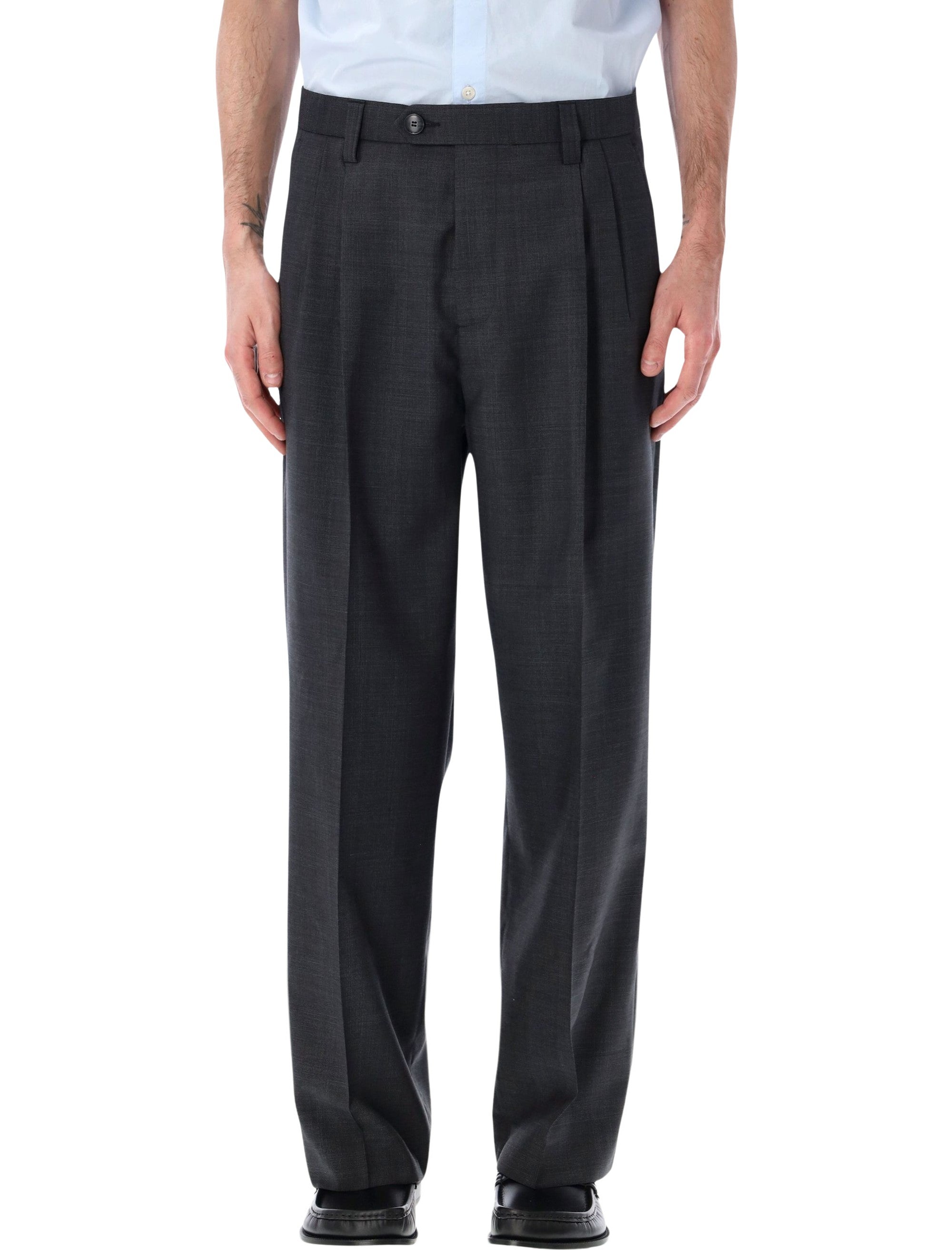 Classic Wide Straight Wool Trousers