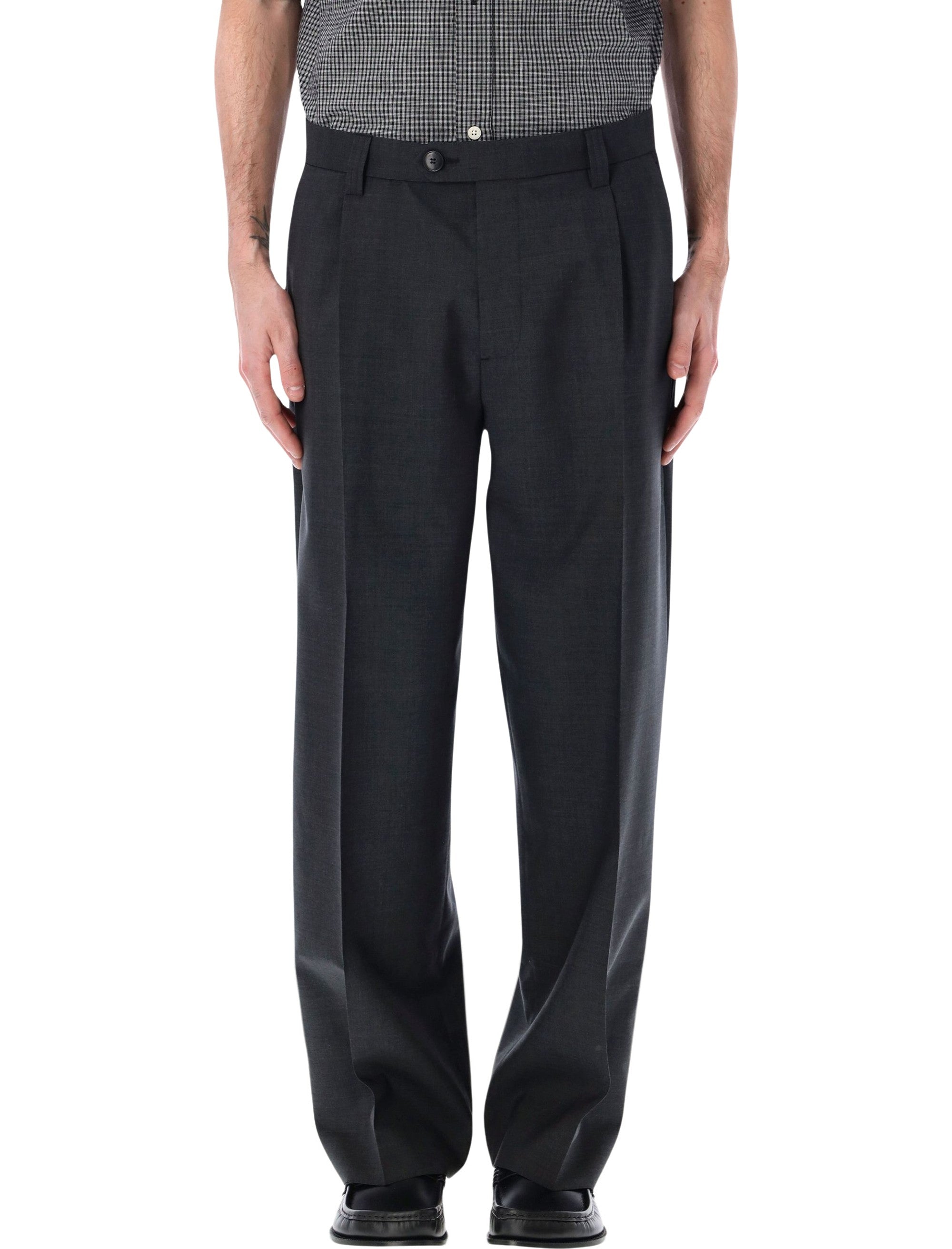 Service Wide Straight Tropical Wool Trousers