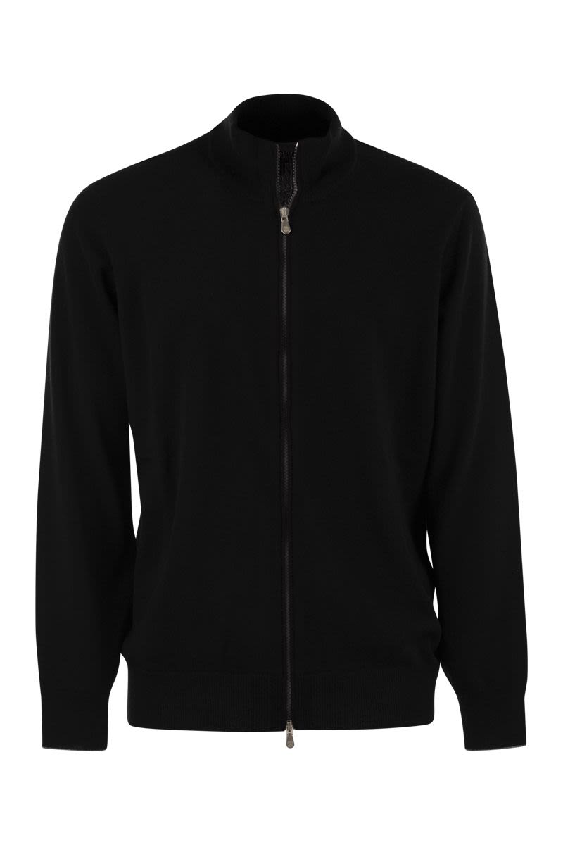 High-Necked Cashmere Cardigan With Zip
