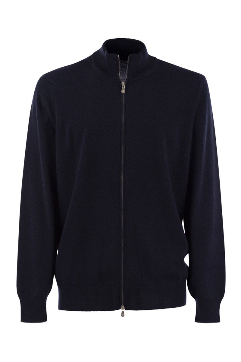 High-Necked Cashmere Cardigan With Zip